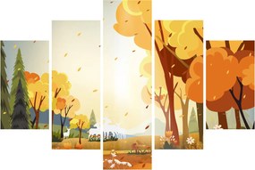 Kép - őszi táj, illusztrációk (150x105 cm)