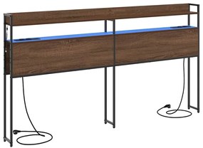 Fejtámla LED -es lámpákkal polcokkal barna tölgy 200 cm Faanyag