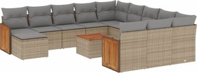 vidaXL 13 részes bézs polyrattan kerti ülőgarnitúra párnákkal