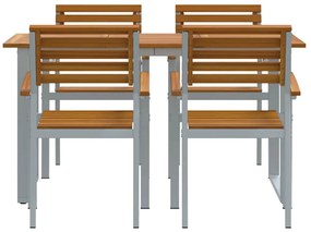 Kert étkező szett 5 pcs Szürke és barna tömör akácfa