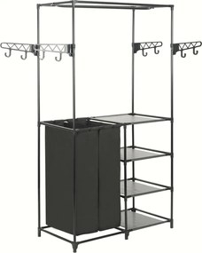 vidaXL fekete acél/nemszőtt textília ruhaállvány 87 x 44 x 158 cm