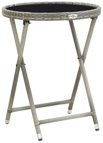vidaXL szürke polyrattan és edzett üveg teázóasztal 60 cm