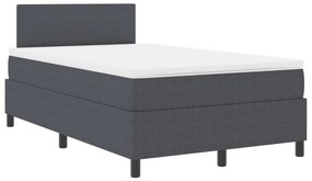Box Spring Ágy matraccal &amp; LED Sötétszürke 120x200 cm Bordázott Anyag