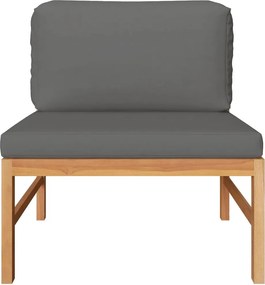 vidaXL tömör tíkfa középső kanapé sötétszürke párnákkal