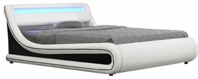 Francia ágy RGB LED világítással, fehér/fekete, 160x200, MANILA NEW