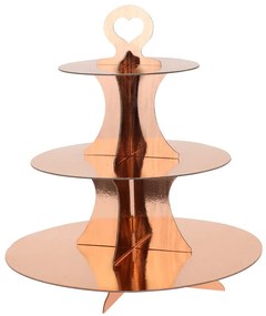 Étel kínáló három részes papír rosegold 32 cm