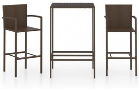 3 részes barna polyrattan kerti bárszett
