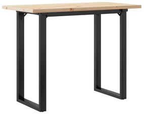 tömör fenyőfa és öntöttvas étkezőasztal O-vázzal 100x50x75,5 cm