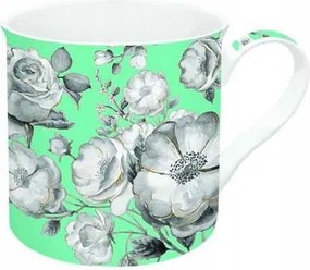 Porcelán Bögre Trend Colours Virágok világoszöld