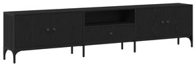 TV Szekrény Fiókkal Fekete Tölgy 200x25x44 cm Egyesített Fa