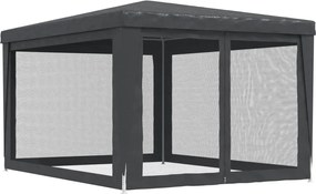 Antracit HDPE rendezvénysátor 4 hálós oldalfallal 3x4 m