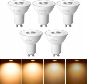 Linkind Led 5,7 W GU10, szabályozható, 2700 K, 110°, 560 lm, 5 db