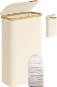 Szabadonálló szennyestartó kosár Songmics 65l bézs, fehér