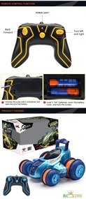 HB Toys Építőszett 1:28 4WD RC 2.4G Turbine Storm Stunt Car Távirányítású Pörgő Forgó Kaszkadőr Autó Építő Szett