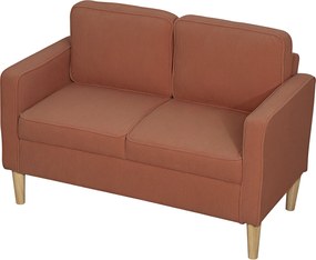 HOMCOM 2 Személyes Kis Kanapé Karfával, Tárolóhellyel, Modern Kárpitozott Kanapé Bordás Hatással, Fa Lábbal, Párnákkal, Szerelmi Ülőgarnitúra Nappalib