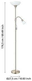 Szürke állólámpa üveg búrával (magasság 176,5 cm) UP 2 – EGLO