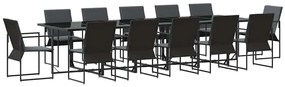 vidaXL Kert étkező szett 13 pcs Fekete Acél