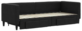 fekete kihúzható szövet heverő fiókokkal 80 x 200 cm