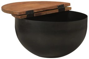 Fekete tömör újrahasznosított fa dohányzóasztal 50 x 27 cm