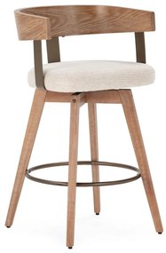 Krémszínű-natúr színű kárpitozott karfás bárszék szett 2 db-os Ilia – MOME