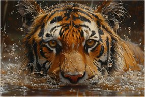 Kép - Portré egy tigris a vízben (90x60 cm)