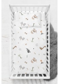 Fehér renforcé pamut gyerek ágyneműhuzat babaágyhoz 100x150 cm Dinozor – Mijolnir