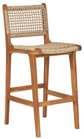 Derby bárszék, teak fa/polyrattan, natúr