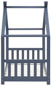 szürke tömör fenyőfa gyerekágy-keret 70 x 140 cm