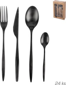 Fekete rozsdamentes acél evőeszköz készlet 24 db-os – Orion
