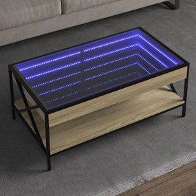 Sonoma tölgy végtelen hatású LED-es dohányzóasztal 90x50x38 cm