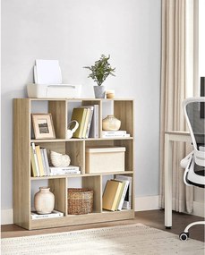 Könyvespolc, térelválasztó polc, 97,5 x 100 x 30 cm tölgy szín