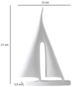 Asztali dísz, 21 cm, gyanta, fehér