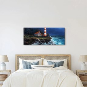 Kép - világítótorony az óceán partján, akvarell (120x50 cm)