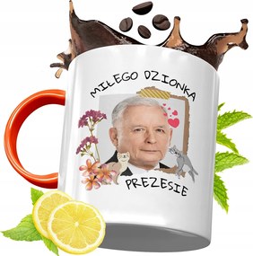 Narancssárga Bögre A Pis Elnökétől Jaroslaw Kaczynski fényképes nyomtatással