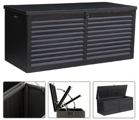 Műanyag kerti tároló doboz fekete 490L