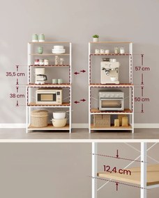 Konyhai polc LORANO 167x80 cm, fehér / tölgy dekoráció