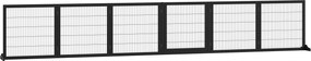 PawHut Állítható Kutyabiztonsági Kapu Lábbal - 432 x 70 cm, Fából Készült, Összecsukható Lépcső Kutyabiztonsági Kapu, 6 Panelek, Fekete | Aosom