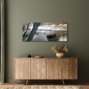 Egy csónak képe a tavon (120x50 cm)