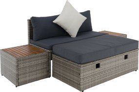 Kerti rattan szett, szürke/természetes/krémszínű, DEBRA