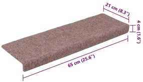 20 db öntapadós lépcsőszőnyeg, krémszínű, téglalap alakú széllel, 65 x 21 x 4 cm