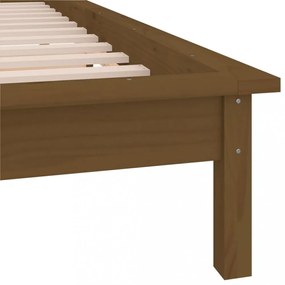 mézbarna tömör fa ágykeret LED-ekkel 90 x 200 cm