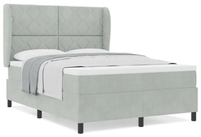 Boxspring Ágy Matraccal Világosszürke 140x190 cm Bársonyos