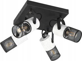Mennyezeti lámpa 4 reflektor fekete fehér ipari szögletes Trio