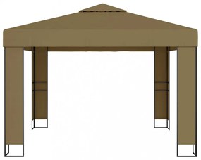 tópszínű dupla tetős pavilon LED fényfüzérrel 3 x 3 x 2,7 m