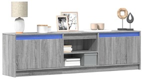 szürke sonoma színű szerelt fa LED-es TV-szekrény 180x34x50 cm