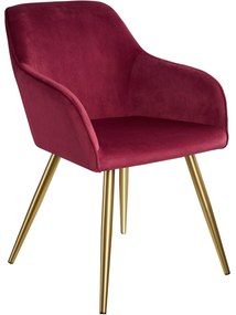 tectake 403650 marilyn bársony kinézetű székek, arany színű - bordó/arany