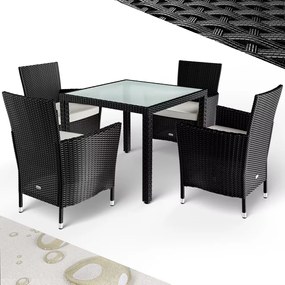 Casaria® Kerti rattan szett Berlin 1+4 - fekete