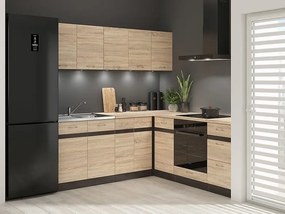 Sarokkonyha Junona Line 200 + 200 cm (wenge + sonoma tölgy + sonoma tölgy). 1118331