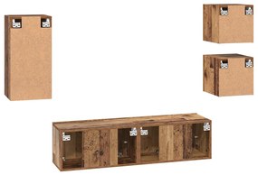 TV szekrény garnitúra 5 pcs Régi fa 30.5 x 30 x 60 cm Faanyag