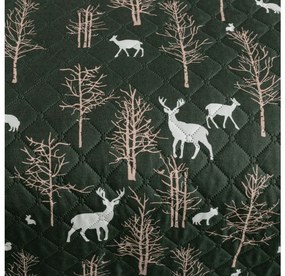Ágytakaró OAK DEER mintával, sötétzöld Méret: 170 x 210 cm
